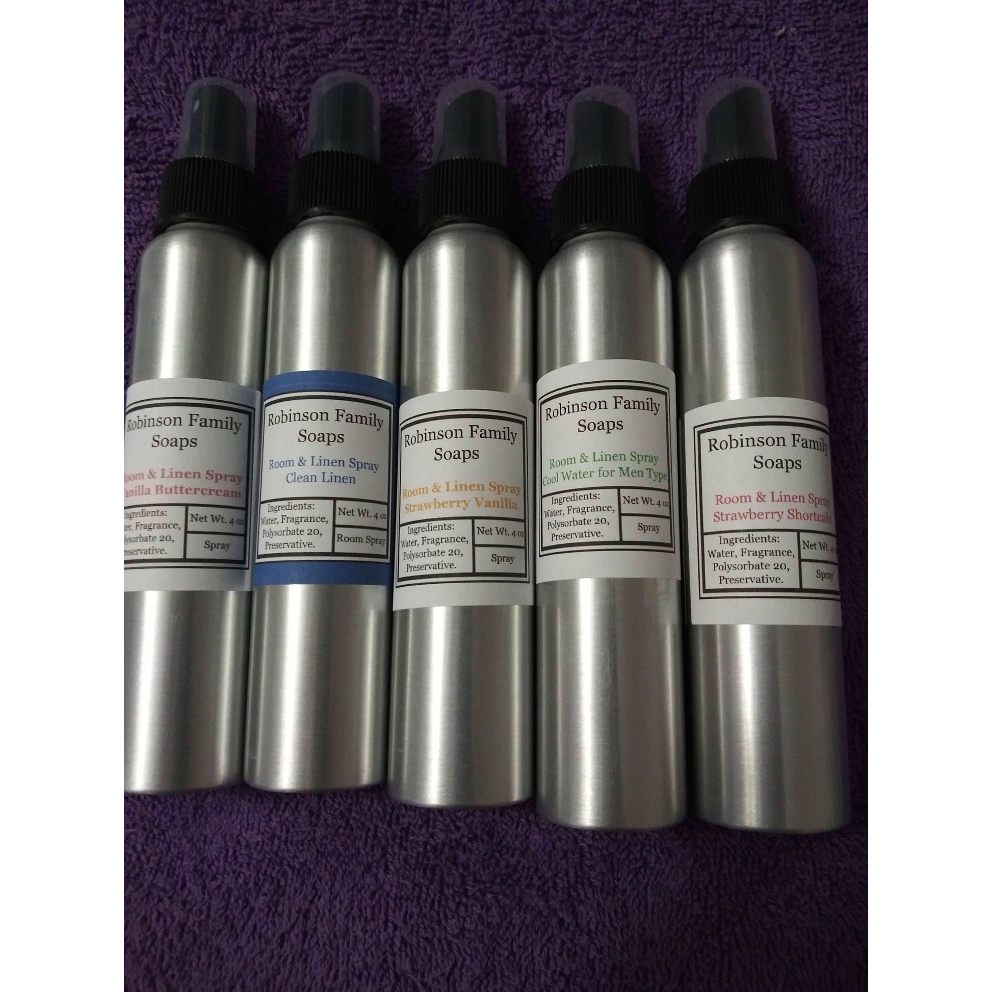 Wholesale/Custom Room & Linen Sprays Home Fragrances Robinson Family Soaps   